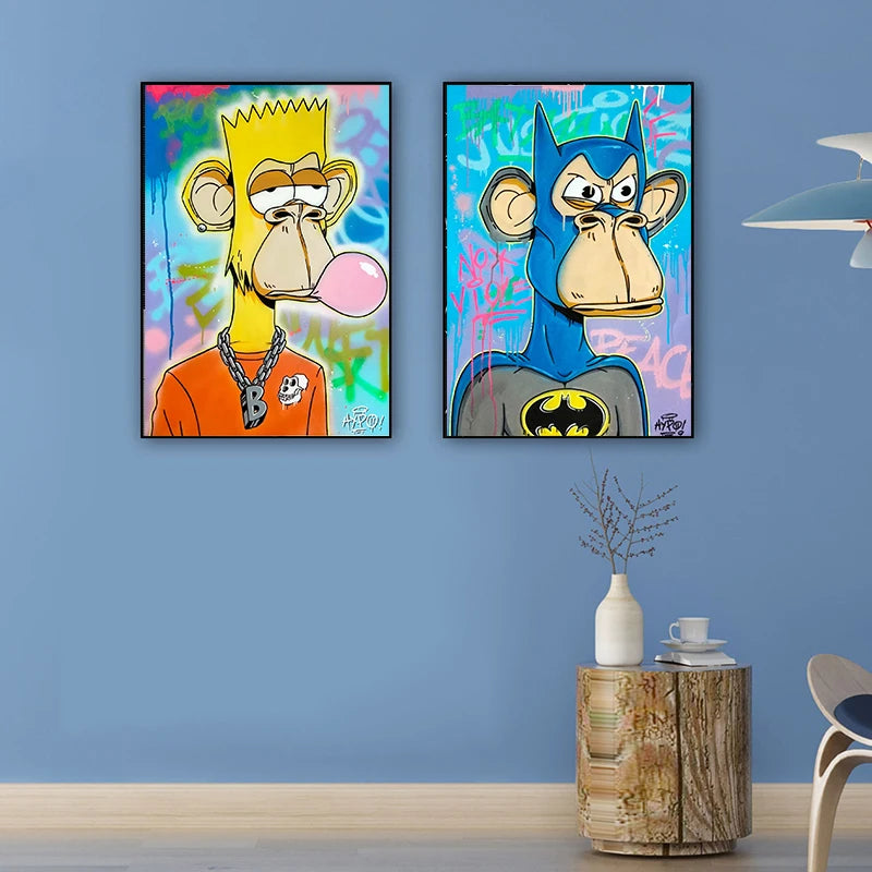 Bored Ape Yacht Club Themed Graffiti Posters/Canvas Paintings